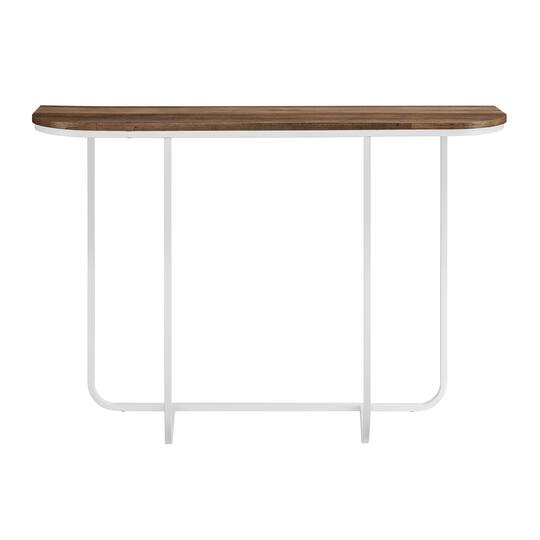 Walker Edison White Reclaimed Barnwood Modern Curved Entry Table